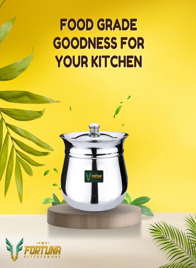 Fortuna Kitchenware, 700ml, 20 Gauge Stainless Steel Dahi Handi/Curd Pot with Lid | Stainless Steel Handi for Kitchen (Plain, 700ml) - Image 5